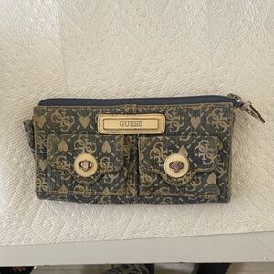 Vintage GUESS Y2K Denim Monogram Wallet / Clutch